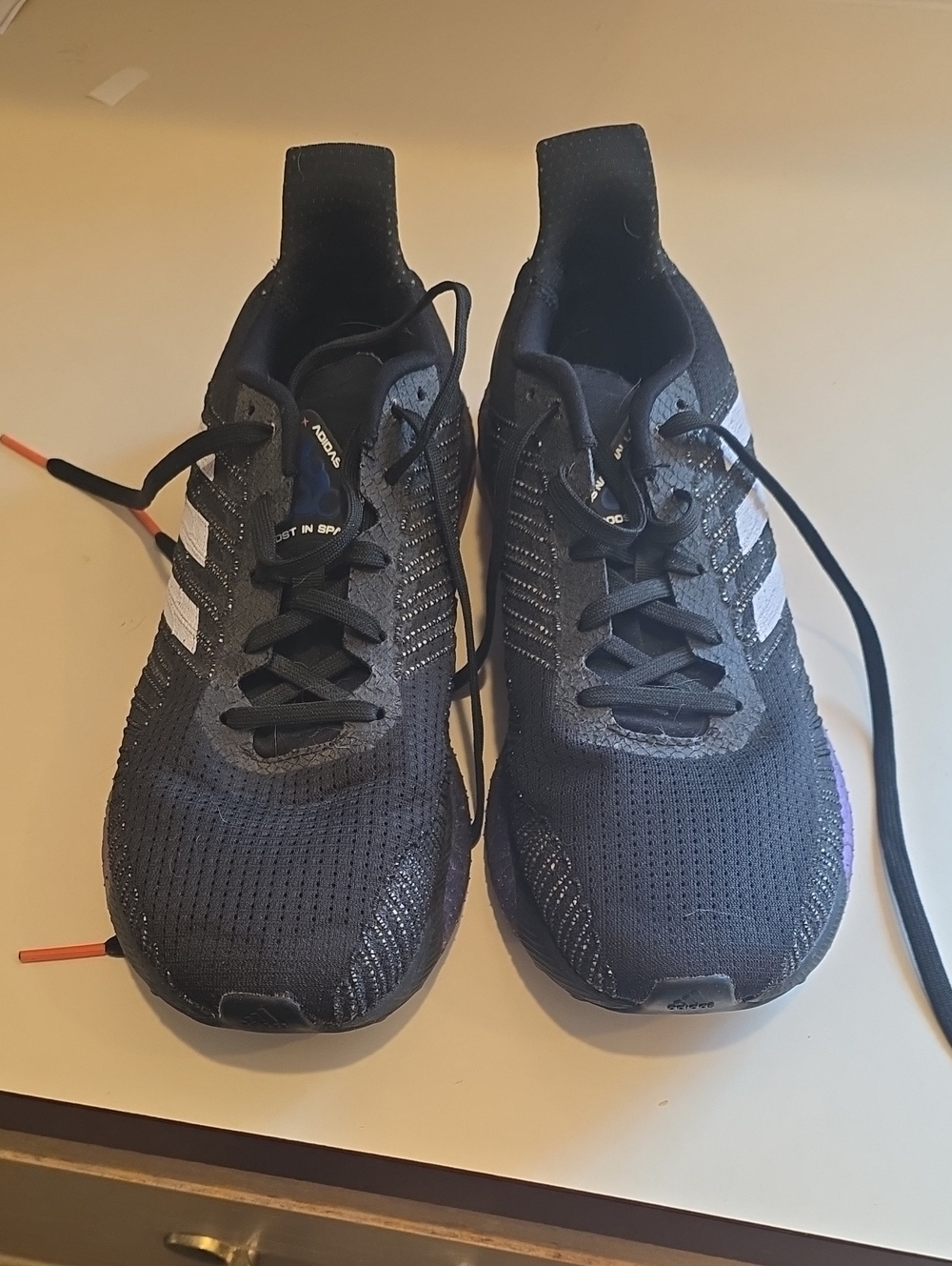 adidas Black and White Men's Knit Running Sneakers